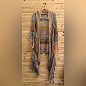 Knitted & Knotted Anthropologie Small Metallic Striped Mohair Blend Cardigan